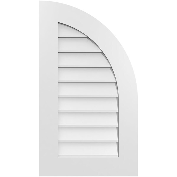 Ekena Millwork Quarter Round Top Right Surface Mount PVC Gable Vent w/ 3-1/2"W x 1"P Standard Frame, 18"W x 32"H GVPQR18X3201SN - main